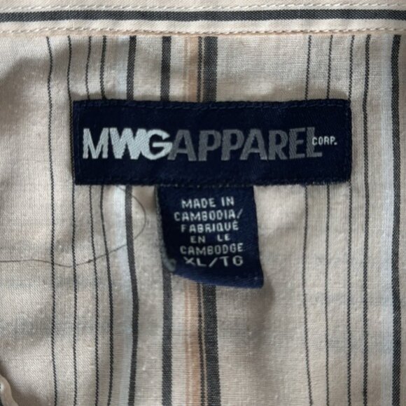 MWG Extra Large Beige Brown Stripe Pearl Snap Western Shirt - Picture 3 of 7